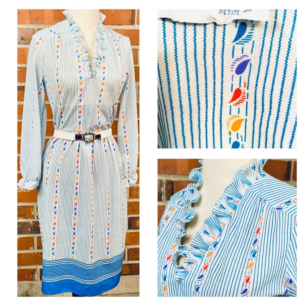 70s ruffle collar blouson dress size 12